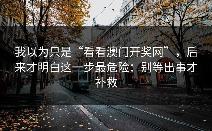 我以为只是“看看澳门开奖网”，后来才明白这一步最危险：别等出事才补救
