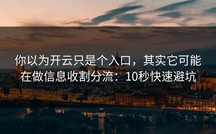 你以为开云只是个入口，其实它可能在做信息收割分流：10秒快速避坑