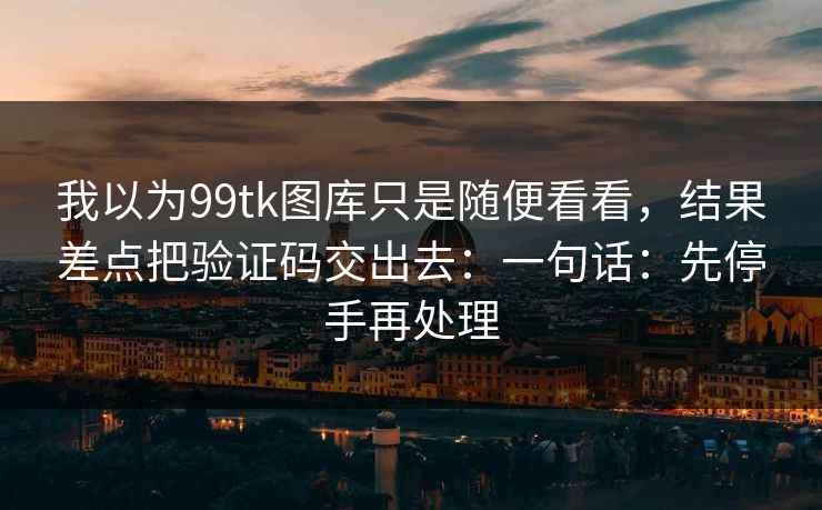 我以为99tk图库只是随便看看，结果差点把验证码交出去：一句话：先停手再处理
