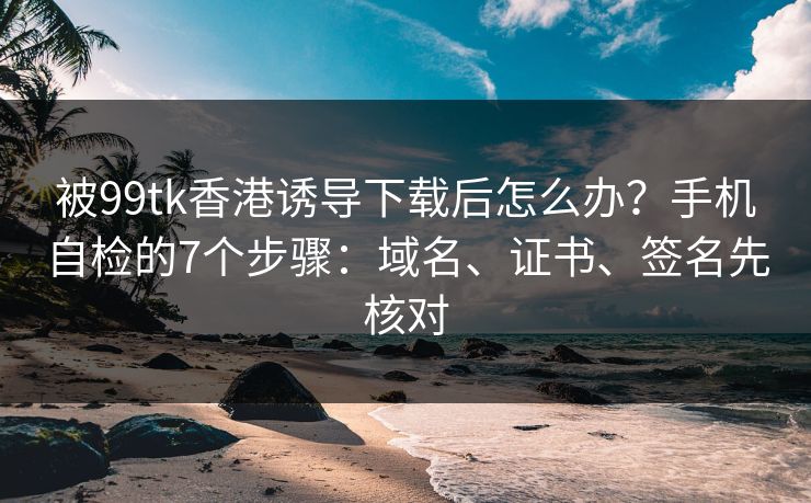 被99tk香港诱导下载后怎么办？手机自检的7个步骤：域名、证书、签名先核对