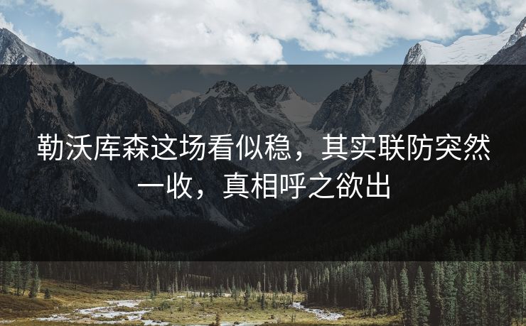 勒沃库森这场看似稳，其实联防突然一收，真相呼之欲出