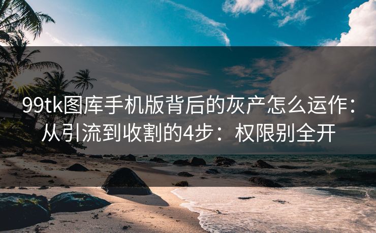 99tk图库手机版背后的灰产怎么运作：从引流到收割的4步：权限别全开